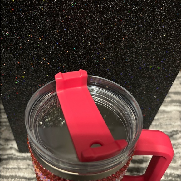 Blinged out pink and silver Football Mom tumbler! So very cute! - Picture 2 of 7